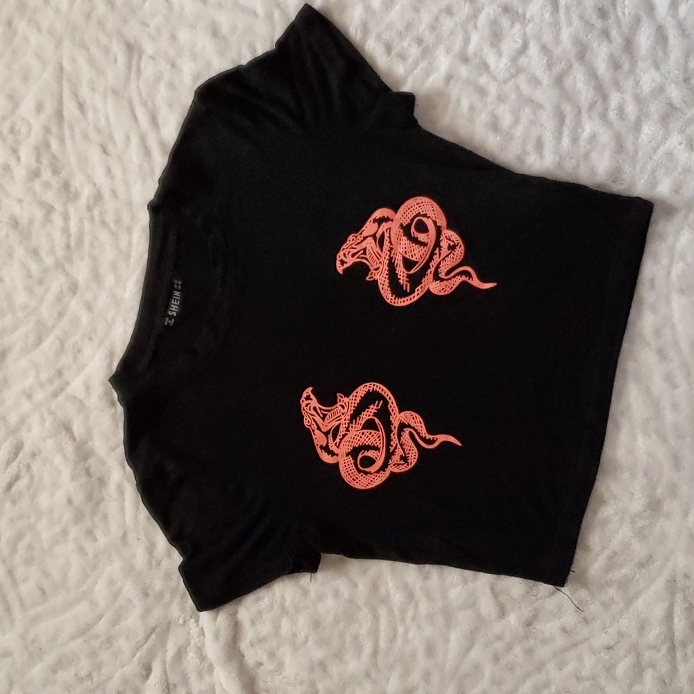 Shein Black Graphic Top